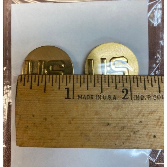 Vintage LOT 2 U.S. Army Military 1" Brass Pin L22 - Picture 4 of 6